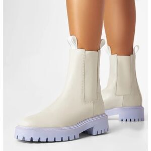 LAST Womens Daze Cow Leather‎ Chunky Platform Chelsea Boots Off White Size 37